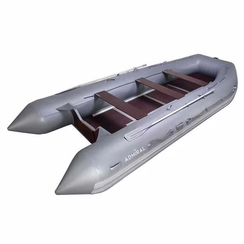 Надувная лодка ПВХ Адмирал 520, пайол фанерный, серый