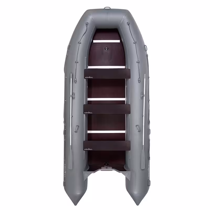 Надувная лодка ПВХ Адмирал 520, пайол фанерный, серый