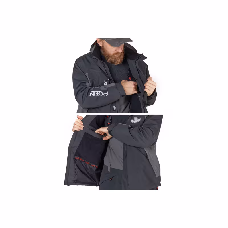 Костюм мужской Norfin Boat 02, тканьNortex Breathable, черный/серый, размер 52-54 (L), 173-175 см