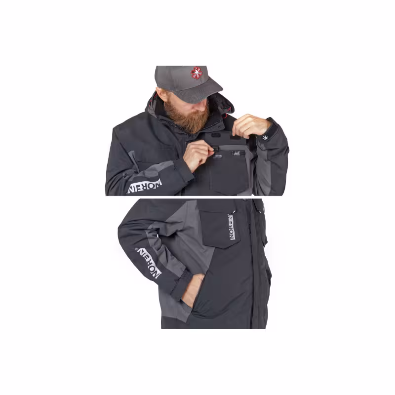 Костюм мужской Norfin Boat 02, тканьNortex Breathable, черный/серый, размер 52-54 (L), 173-175 см