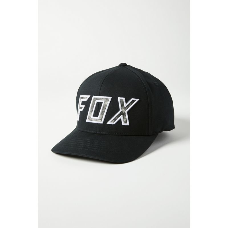 Кепка-бейсболка Fox Down N' Dirty Flexfit Hat Black/White, хлопок, черный/белый, размер L/XL