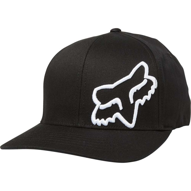 Кепка-бейсболка Fox Flex 45 Flexfit Hat Black/White, хлопок, черный/белый, размер L/XL