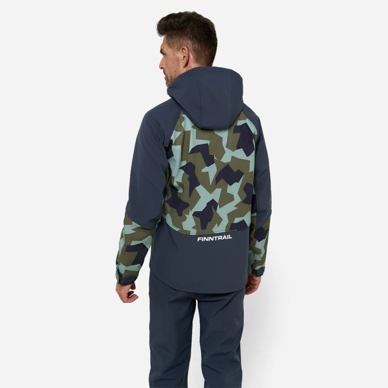 Куртка мужская Finntrail Tactic 1321, ткань Софтшелл, синий/камуфляж, размер 48-50 (M), 170-180 см