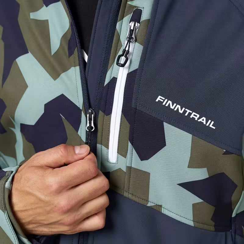 Куртка мужская Finntrail Tactic 1321, ткань Софтшелл, синий/камуфляж, размер 50-52 (L), 175-185 см