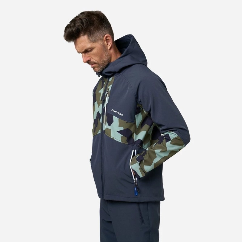 Куртка мужская Finntrail Tactic 1321, ткань Софтшелл, синий/камуфляж, размер 54-56 (XL), 180-190 см