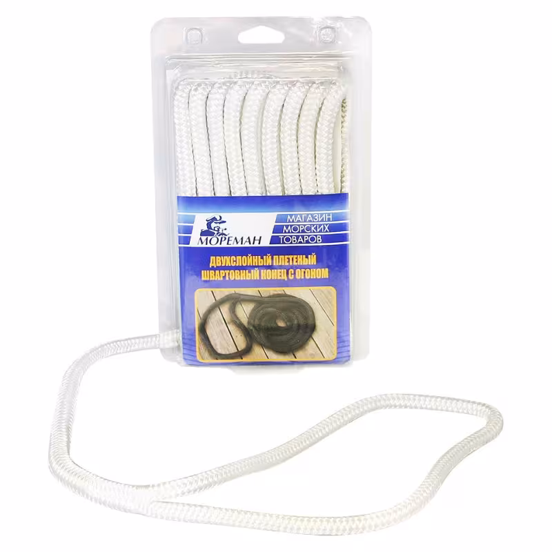 Плетеный швартовый конец с огоном 9,5*4,5 мм, белый