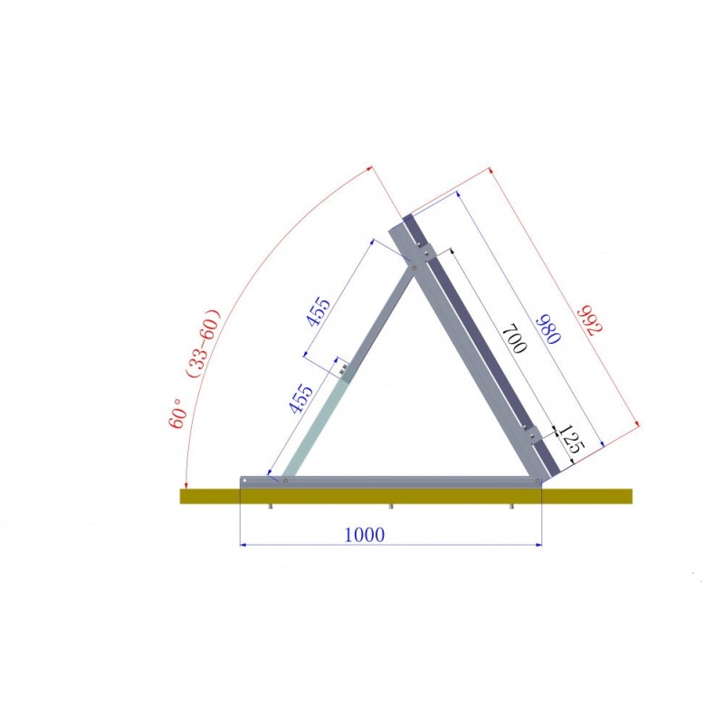 Опора треугольная для крепления СБ Sunways с переменным углом от 30 до 55 гр