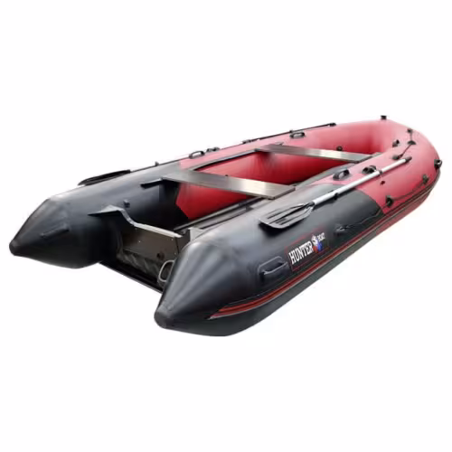 Надувная лодка ПВХ Hunterboat 380 ПРО НДНД, красный/черный