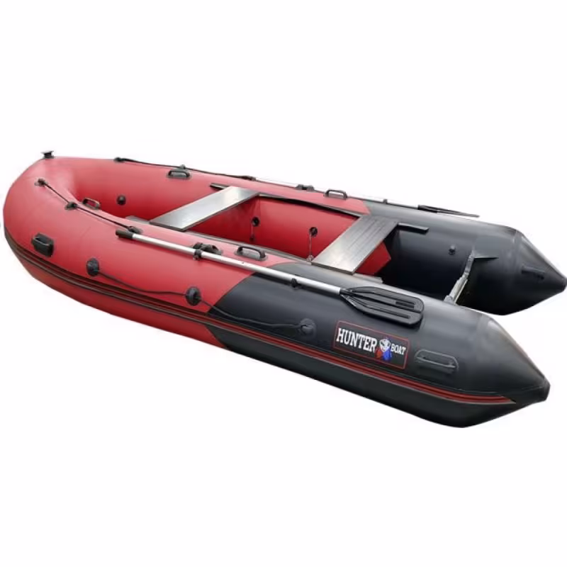 Надувная лодка ПВХ Hunterboat 380 ПРО НДНД, красный/черный