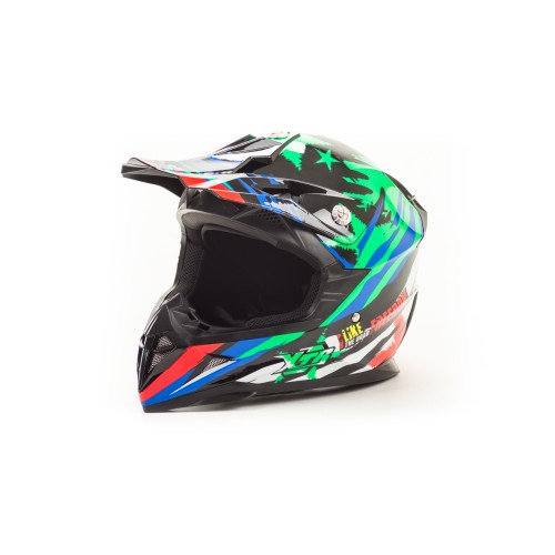 Мотошлем Hizer 211, черный/зеленый, размер М