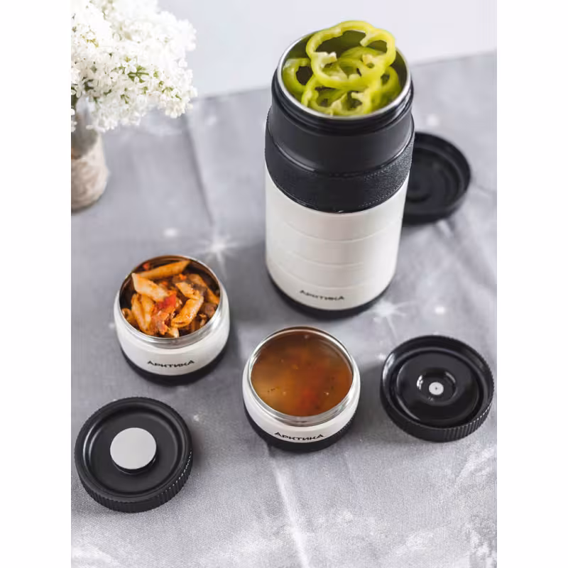 Термос с контейнерами Арктика 308-1300, 1.3 л, бежевый