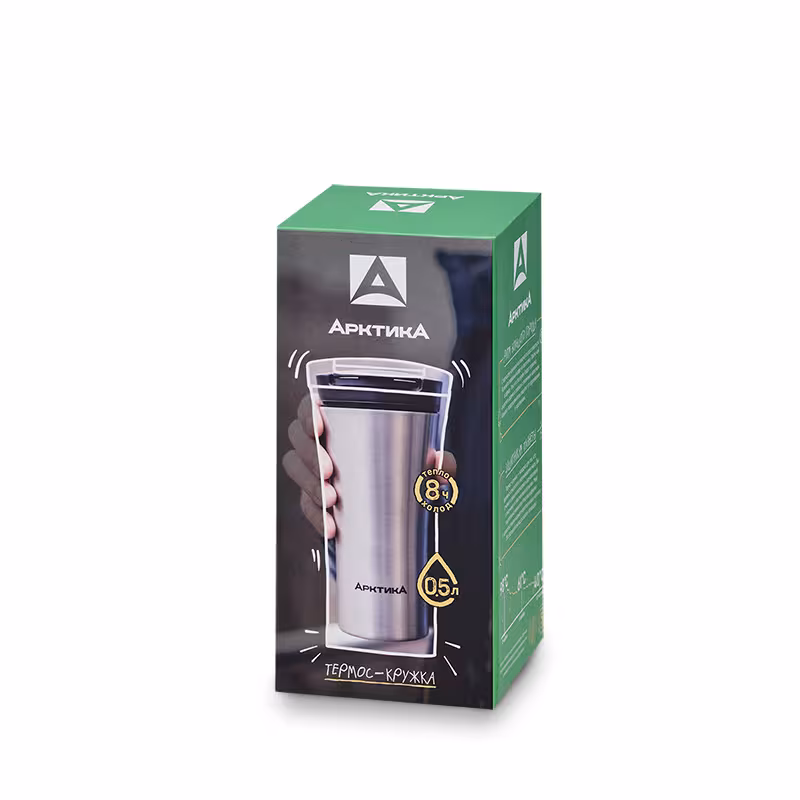 Термокружка автомобильная Арктика 410-500P, 0.5 л, серебристый