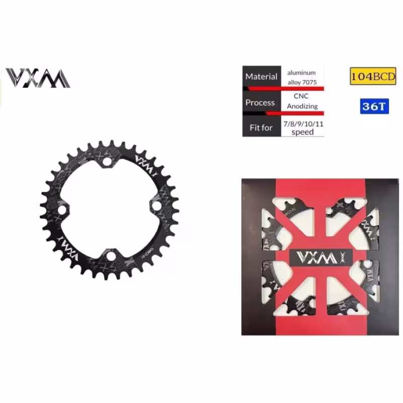 Звезда передняя ведущая Round Narrow Wide 104BCD алюм ALU-7005 36T VXM (черный)