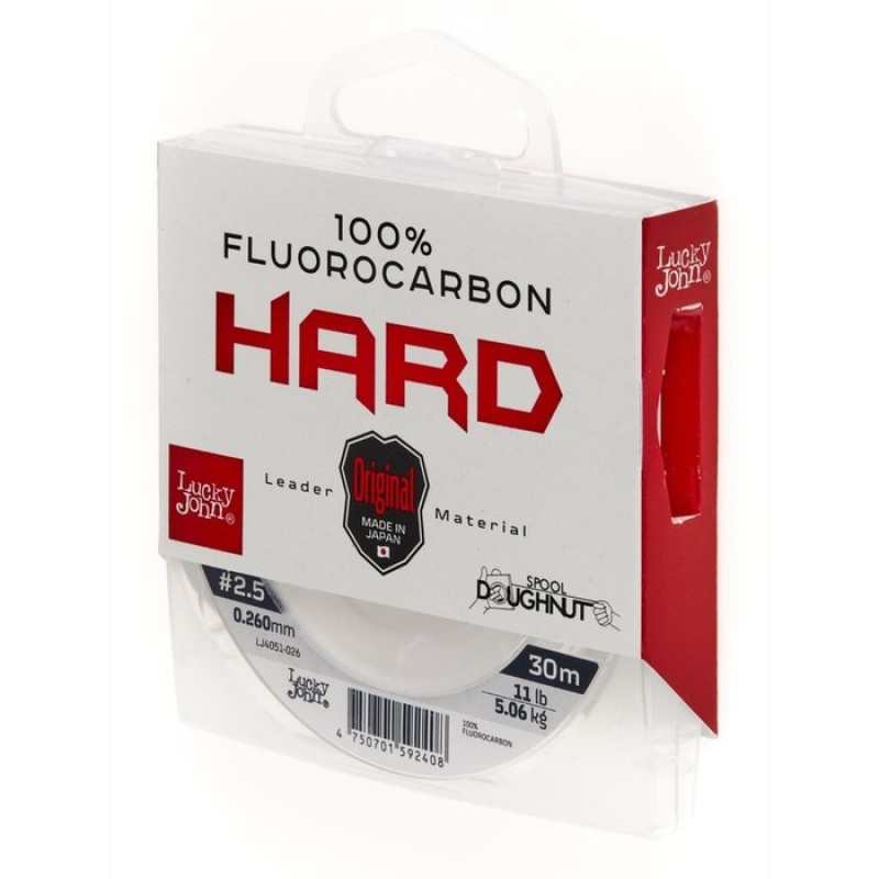 Леска флюорокарбоновая Lucky John Fluorocarbon Hard 0.20 мм, 3.05 кг, 30 м