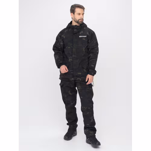 Костюм мужской Huntsman Горка-3, ткань Смесовая Рип-Стоп, черный камуфляж, размер 44-46, 170-176 см