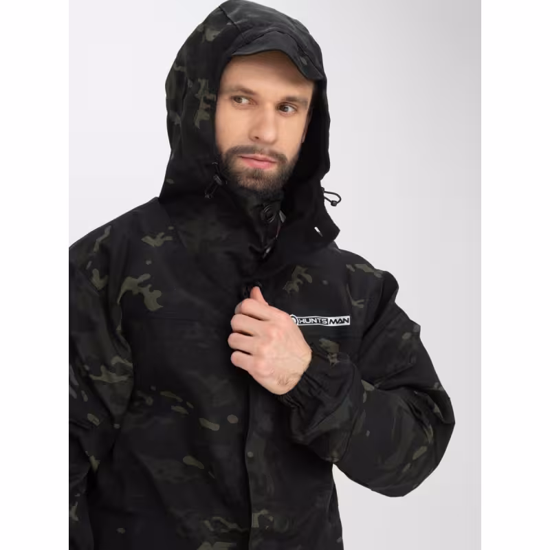 Костюм мужской Huntsman Горка-3, ткань Смесовая Рип-Стоп, черный камуфляж, размер 56-58, 170-176 см