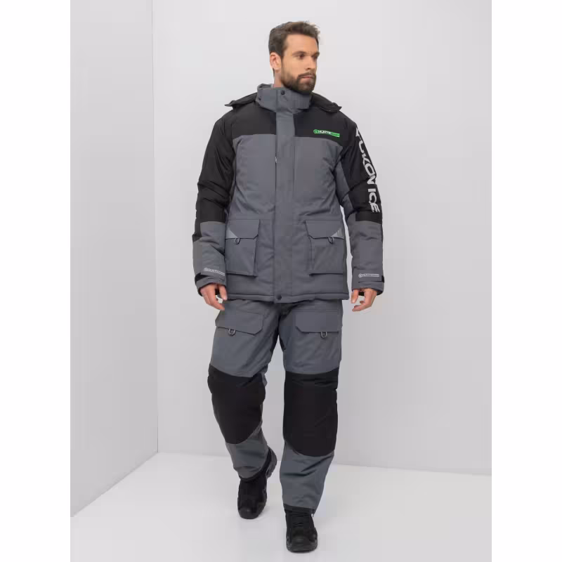 Костюм мужской Huntsman (Восток) Yukon Ice, ткань Breathable, серый/черный, размер 48-50, 182-188 см