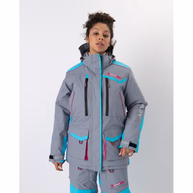 Костюм женский Huntsman Siberia Lady, ткань Breathable, серый/голубой, размер 52-54, 170-176 см