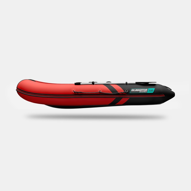Надувная лодка ПВХ Gladiator B330S, пайол фанерный, красно-черный