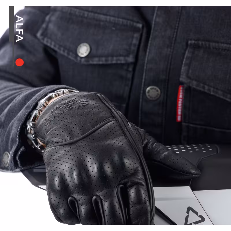Мотоперчатки Starks Alfa, кожа, черный, размер L