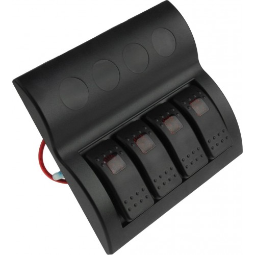 Панель бортового питания AES.Co, 4 переключателя с предохранителями, AES1214314, черный