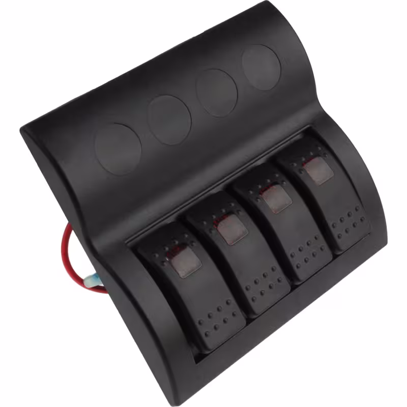 Панель бортового питания AES.Co, 4 переключателя с предохранителями, AES1214314, черный