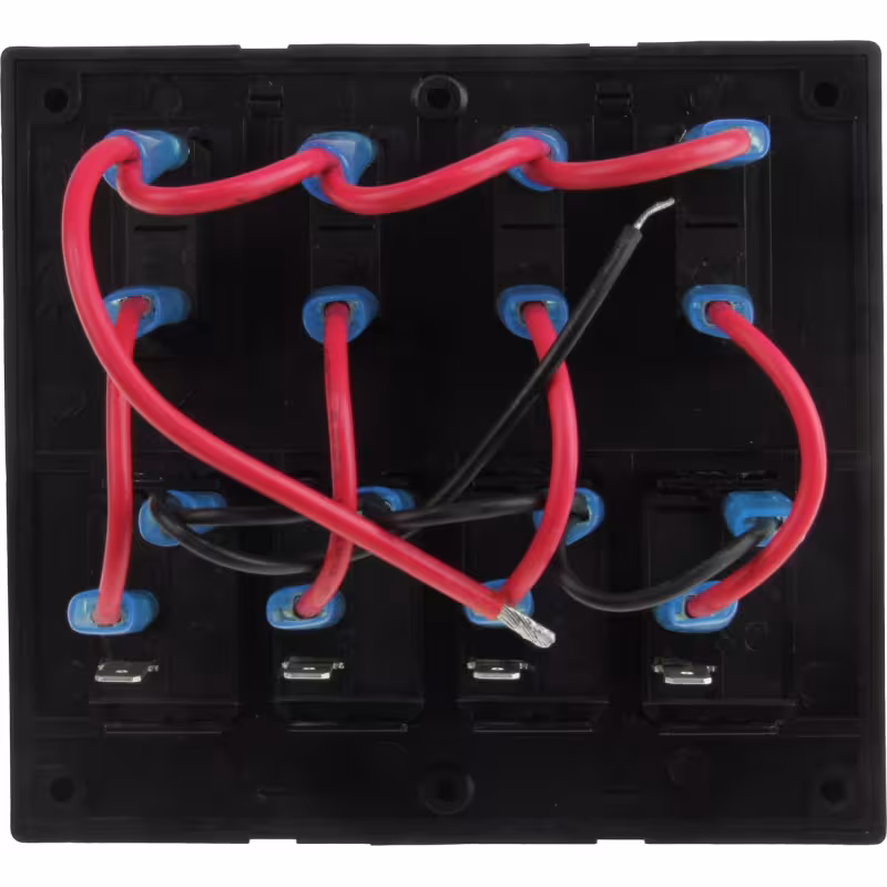 Панель бортового питания AES.Co, 4 переключателя с предохранителями, AES1214314, черный