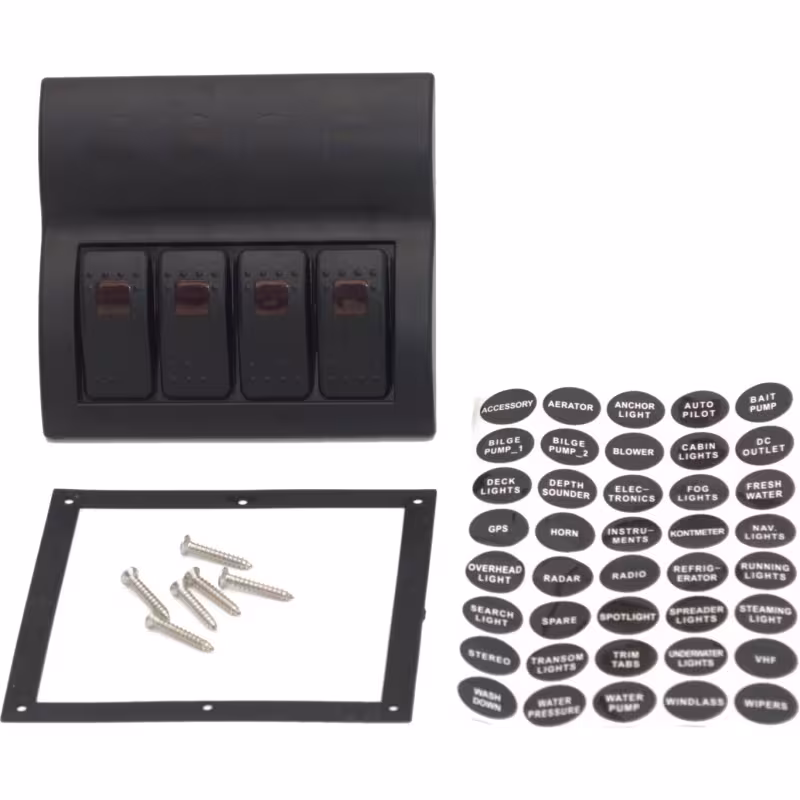 Панель бортового питания AES.Co, 4 переключателя с предохранителями, AES1214314, черный