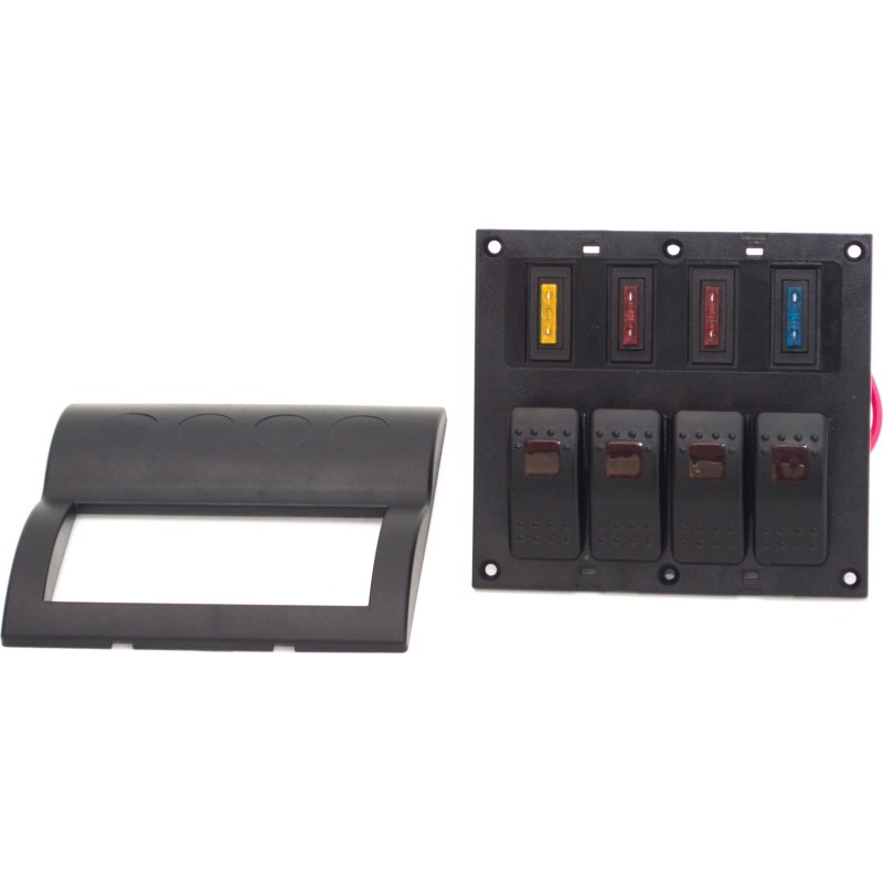 Панель бортового питания AES.Co, 4 переключателя с предохранителями, AES1214314, черный