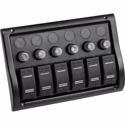 Панель бортового питания ААА , 6 переключателей, индикация, автоматы, 10016-BK, черный