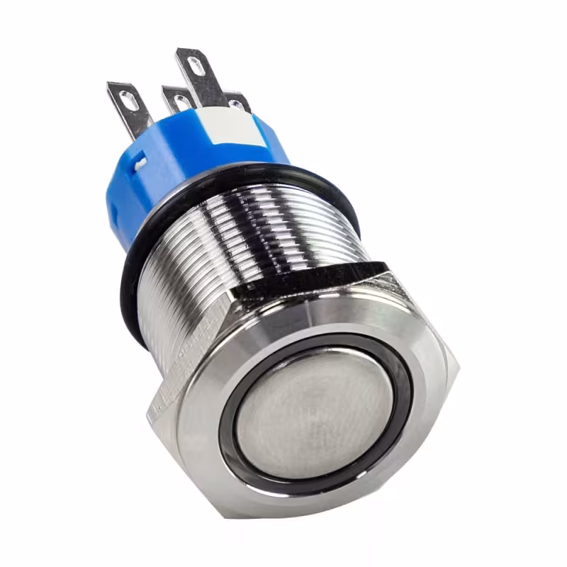 Кнопка включения с фиксацией AAA A9C1B12VZS, 12 В, синяя