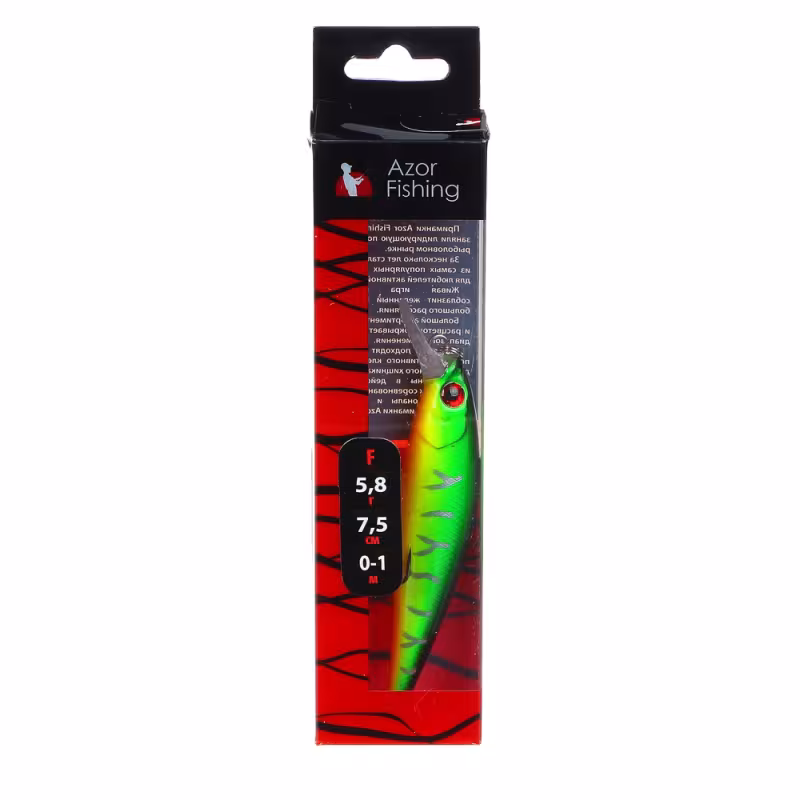 Воблер Azor Fishing Фрай Минноу, 75 мм, 5,8 г, цвет зеленый