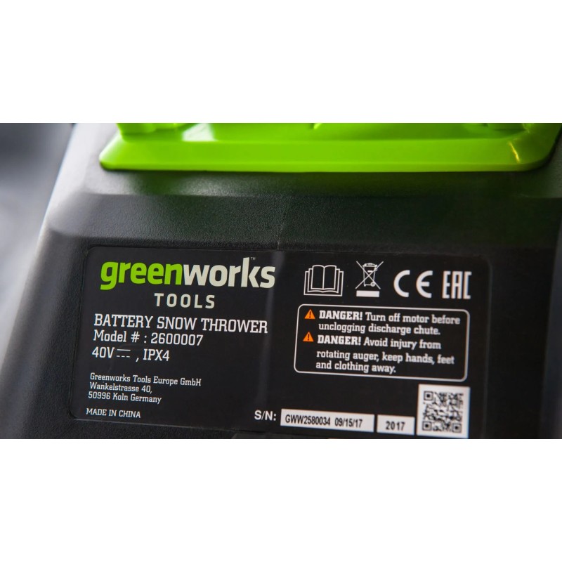 Снегоуборщик аккумуляторный Greenworks GD40STk5 