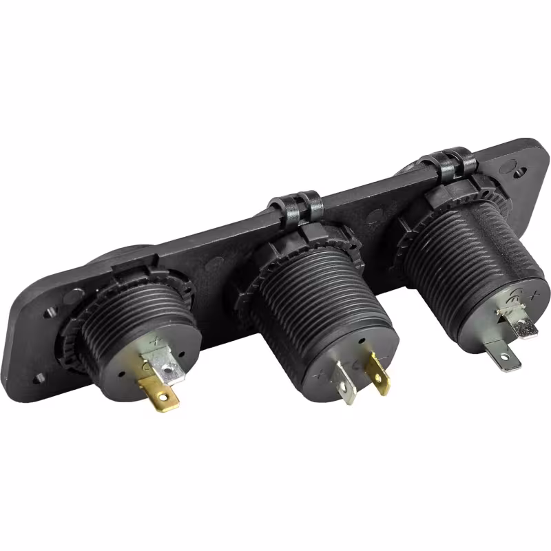 Гнездо зарядное AAA USB 5В 2.1А, с прикуривателем и вольтметром