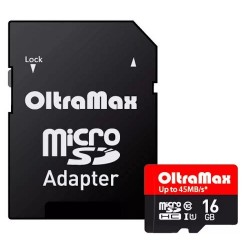 Карта памяти Oltramax 16 Gb microSDCH Class 10, с адаптером SD