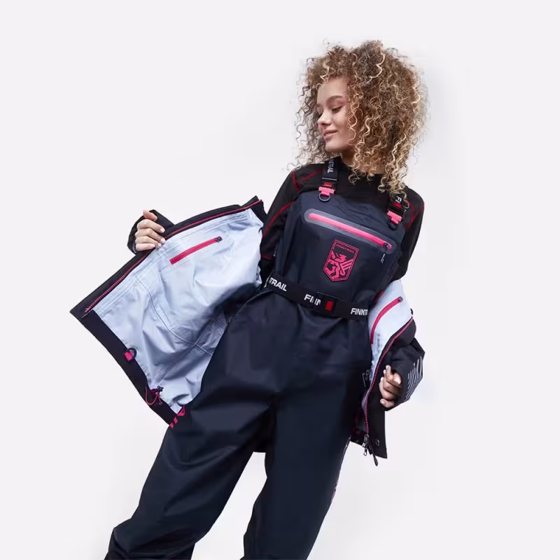 Полукомбинезон-вейдерсы женский Finntrail Rachel BF 5300, мембрана Hard-Tex, черный, размер XS/38, 155-165 см