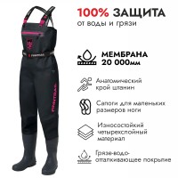 Полукомбинезон-вейдерсы женский Finntrail Rachel BF 5300, мембрана Hard-Tex, черный, размер XS/38, 155-165 см