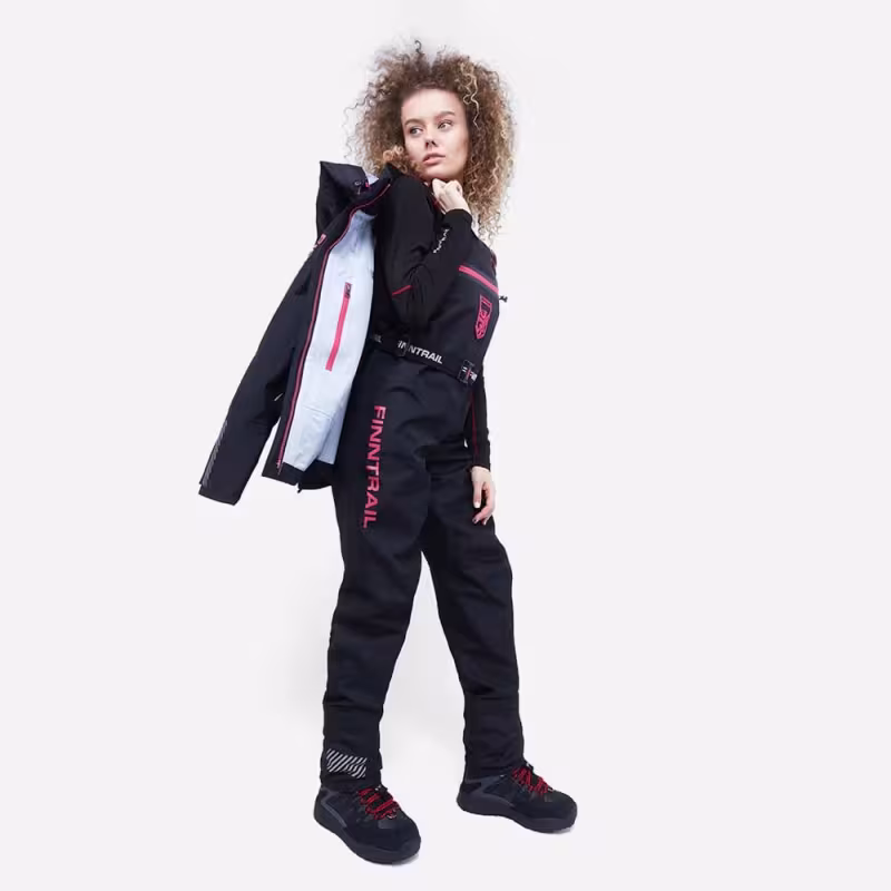 Полукомбинезон-вейдерсы женский Finntrail Rachel 1520, мембрана Hard-Tex, черный, размер 48-50 (L), 170-180 см