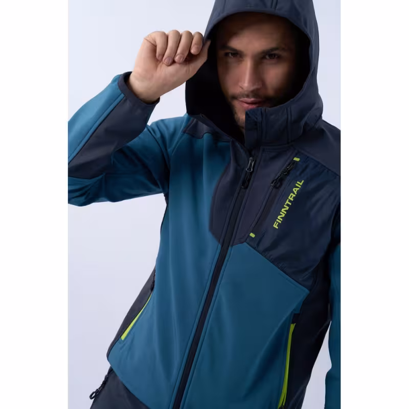 Куртка мужская Finntrail Softshell Nitro 1320, ткань Софтшелл, синий/серый, размер 42-44 (XS), 160-170 см