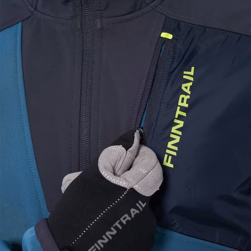 Куртка мужская Finntrail Softshell Nitro 1320, ткань Софтшелл, синий/серый, размер 42-44 (XS), 160-170 см