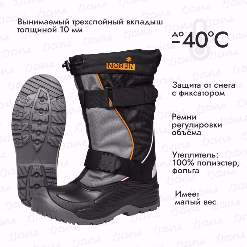 Сапоги мужские зимние Norfin Avalanche 14910, черный, размер 40