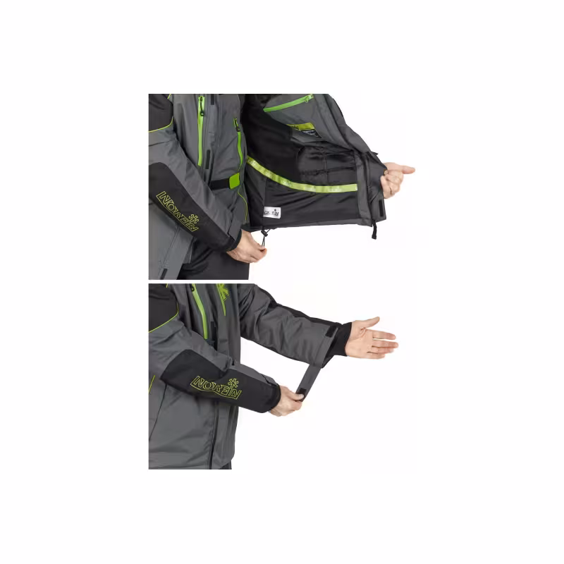 Костюм мужской Norfin Feeder Thermo, ткань Breathable, черный/серый/салатовый, размер L