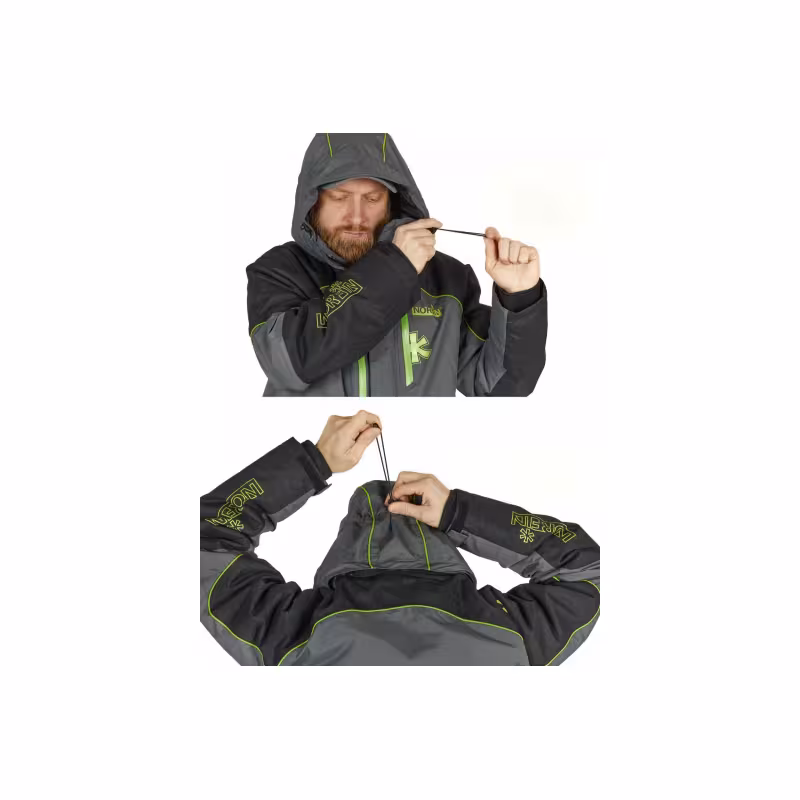 Костюм мужской Norfin Feeder Thermo, ткань Breathable, черный/серый/салатовый, размер S