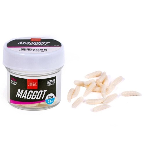 Опарыш искусственный съедобный Lucky John Pro Series Maggot White, 12 мм, 30 шт.