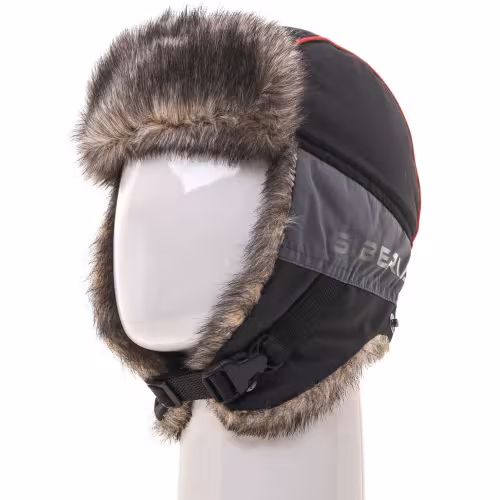 Шапка-ушанка Huntsman (Восток) Siberia, ткань Breathable, серый/черный мех волк, размер 58-60