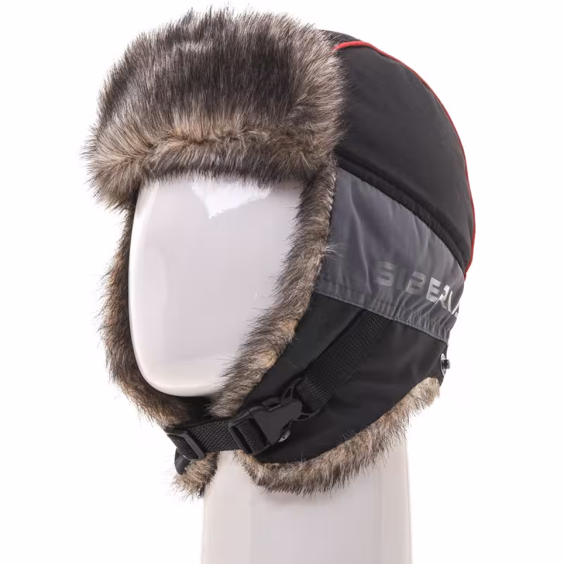 Шапка-ушанка Huntsman (Восток) Siberia, ткань Breathable, серый/черный мех волк, размер 58-60