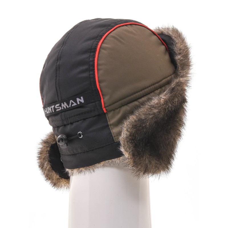 Шапка-ушанка Huntsman (Восток) Siberia, ткань Breathable, хаки/черный мех волк, размер 58-60
