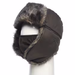 Шапка-ушанка с маской Huntsman (Восток) Евро Волк, ткань Taslan, Хаки, размер 56-58