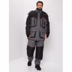 Костюм зимний Huntsman Siberia Lux, ткань Breathable, цвет cерый/черный,  размер 64-66, 182-188 см
