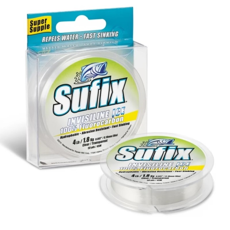 Леска зимняя Sufix Invisiline Ice Fluorocarbon, 50м, 0,25мм, 4кг, прозрачная